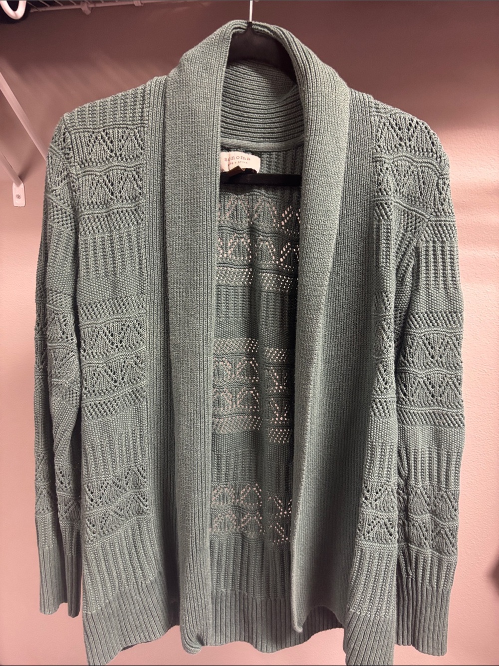Open-Front Knit Cardigan Sweater - Green